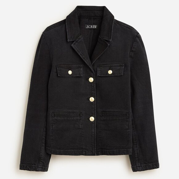 J. Crew Denim Blazer-Jacket in Washed Black Size 2 - Picture 1 of 4